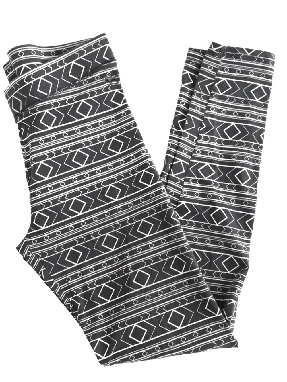 PINK Victoria's Secret VS Small Gray White Cotton Geometric Dog Stretch Leggings - Picture 1 of 11